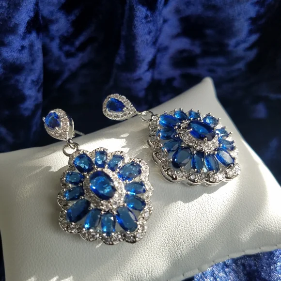 Swarovski Elements Blue Sapphire 925 Sterling Silver Statement Ring NEW - Picture 3 of 10